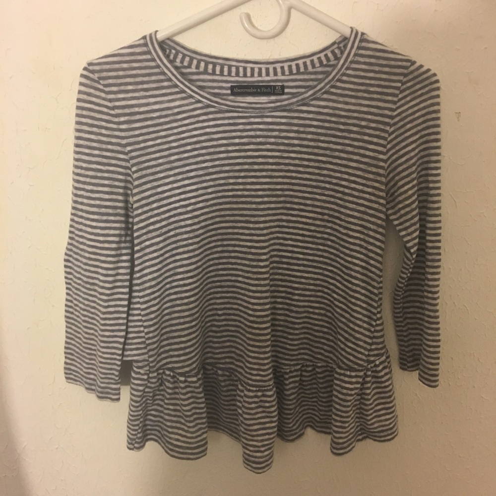 An Abercrombie&Fitch striped grey and white blouse